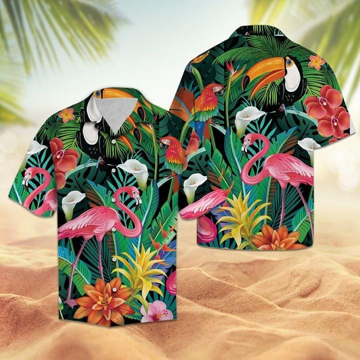 Parrot And Flamingo Hawaiian Shirt