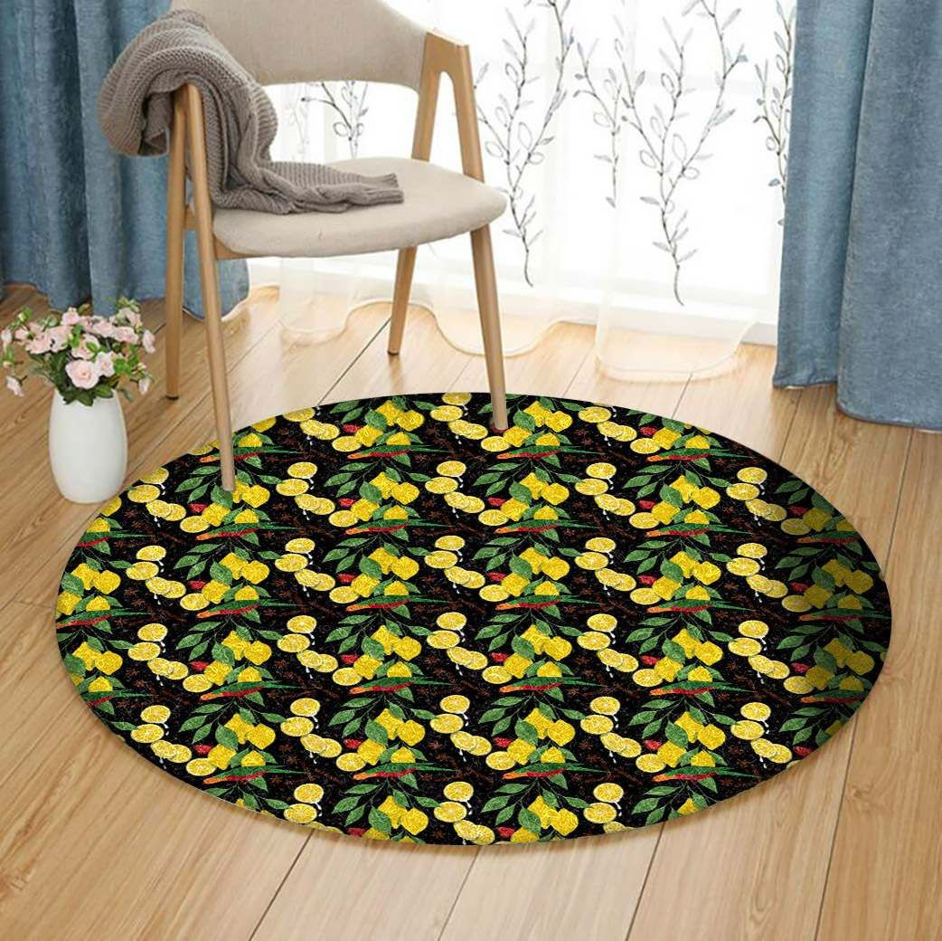 Parrot And Lemon Round Rug Carpet Bedroom Livingroom Home Decor