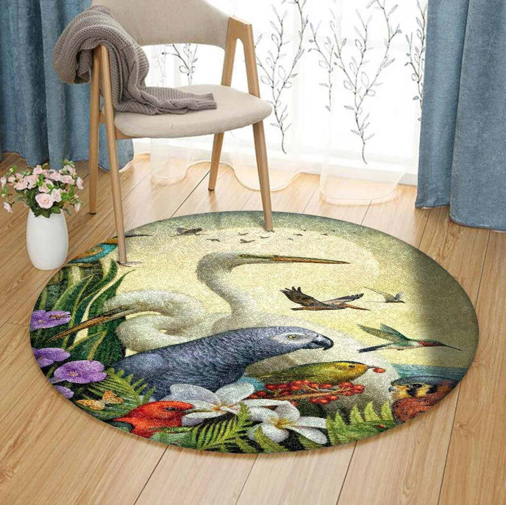 Parrot Hummingbird Stork Round Rug Carpet Bedroom Livingroom Home Decor