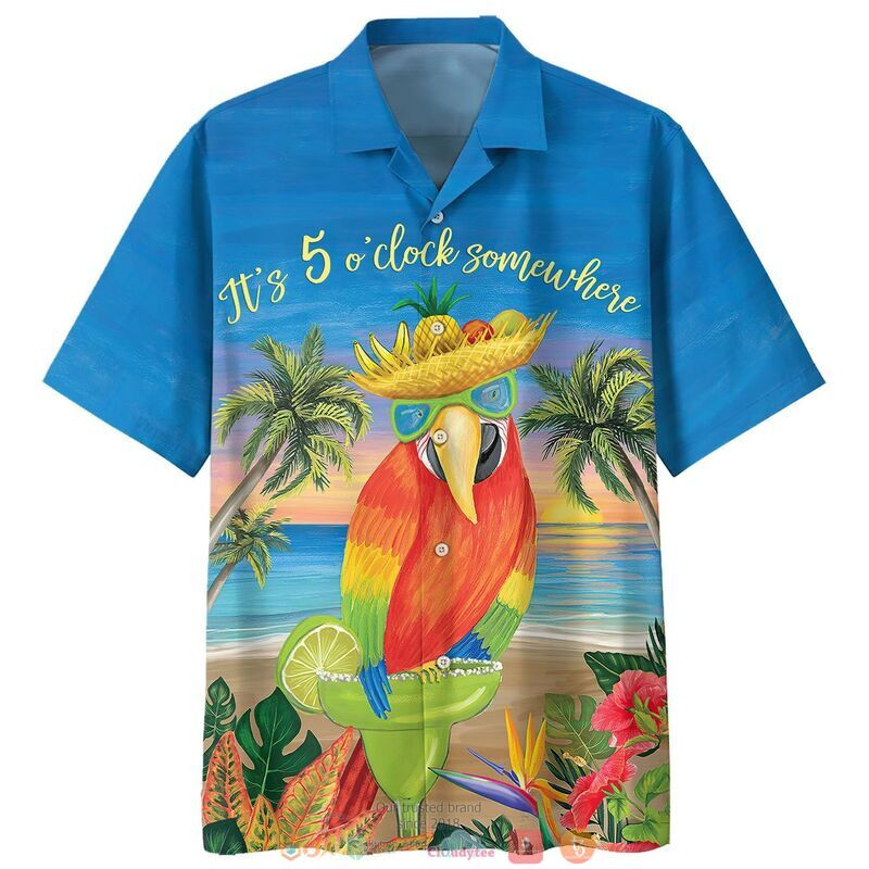 Parrot ItÃ­s 5 OÃ­Clock Somewhere Who Cares Hawaiian Shirt