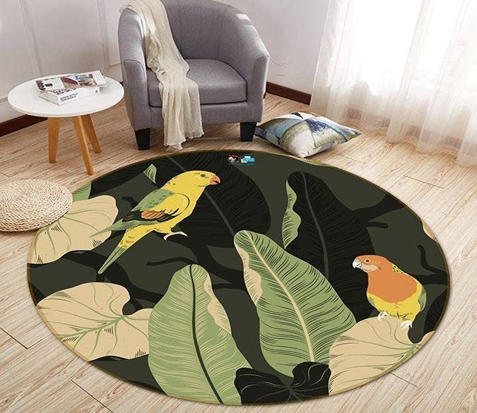 Parrot Leaf Round Rug Carpet Bedroom Livingroom Home Decor