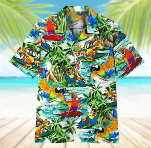 Parrot Surfing Hawaiian Shirt