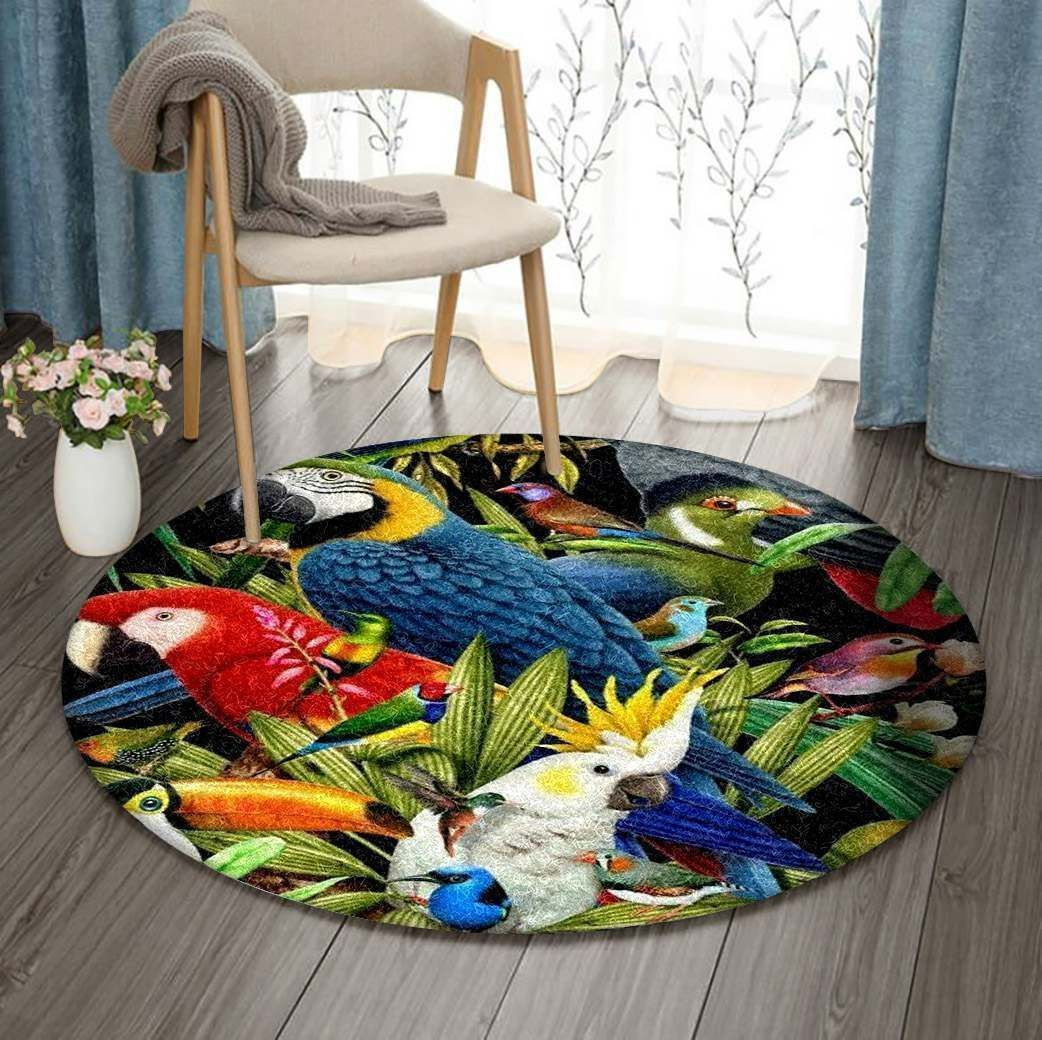 Parrot Tropical Round Rug Carpet Bedroom Livingroom Home Decor