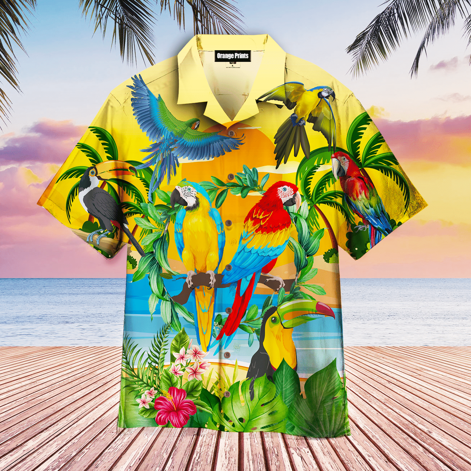 Parrots By The Beach Hawaiian Shirt