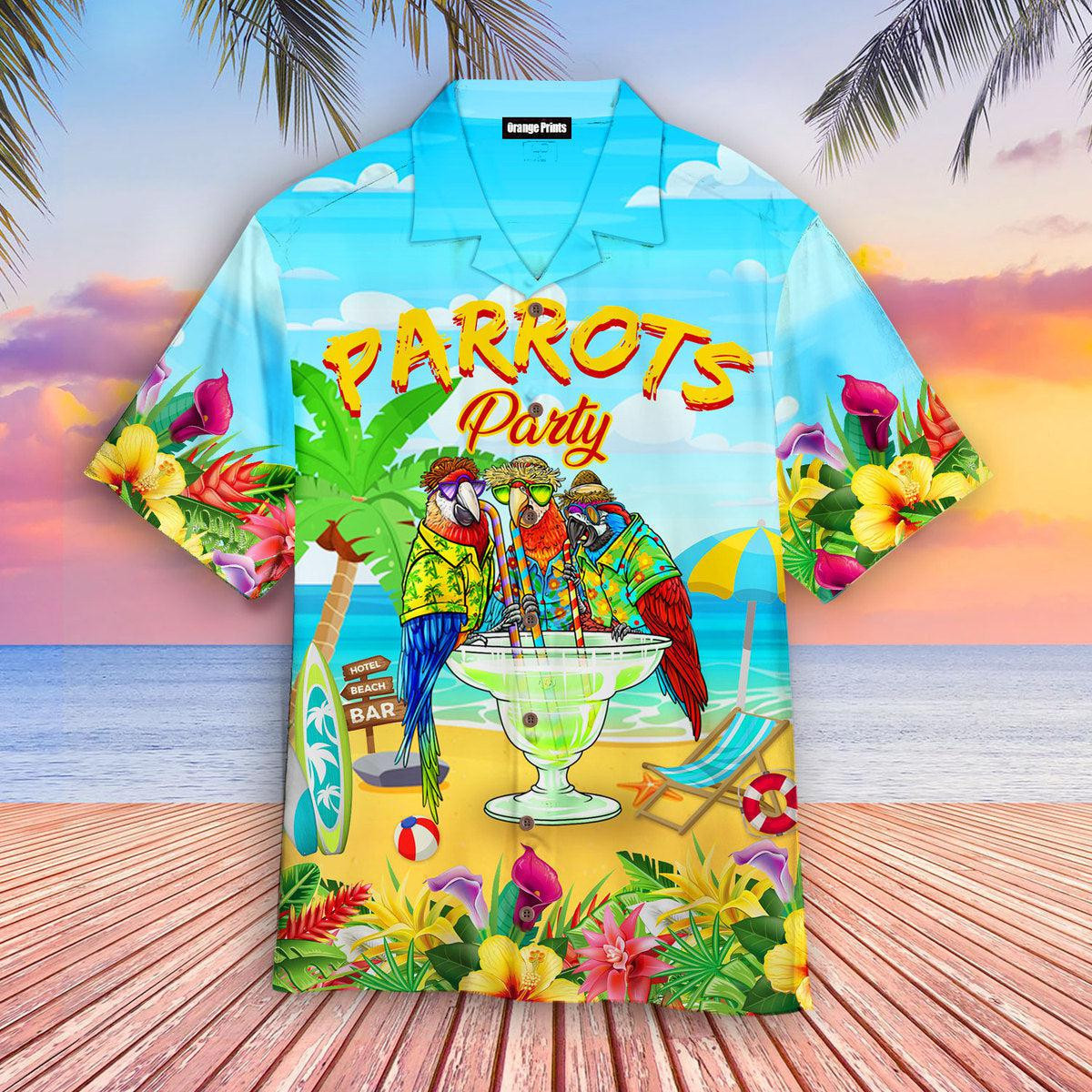 Parrots Party Drink Cocktail Hawaiian Shirt