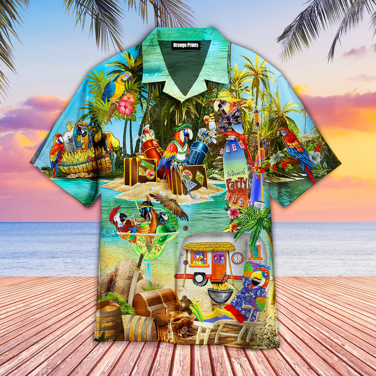 Parrots Party Of Parrots In Hawaii Island Hawaiian Shirt