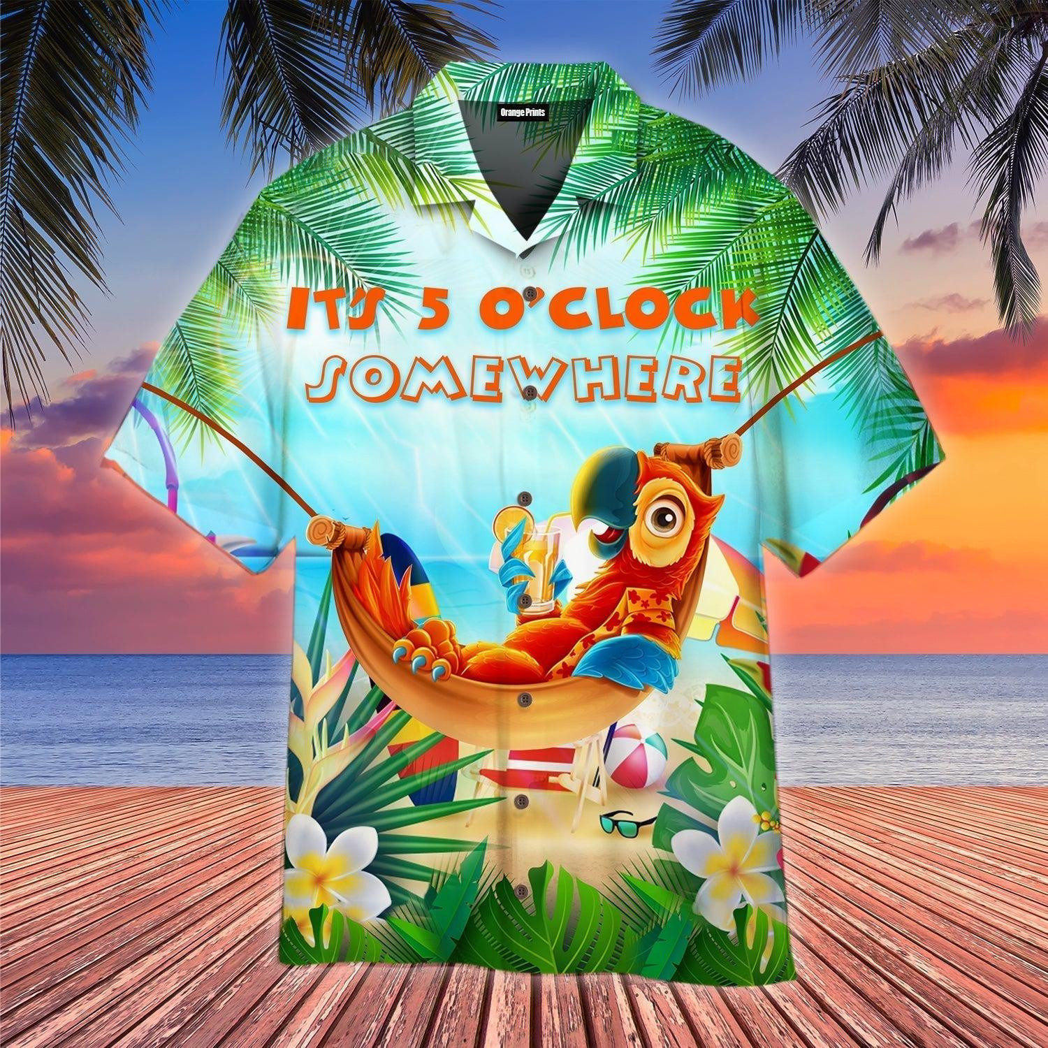 Party Parrot It's 5 O'clock Somewhere Hawaiian Shirt