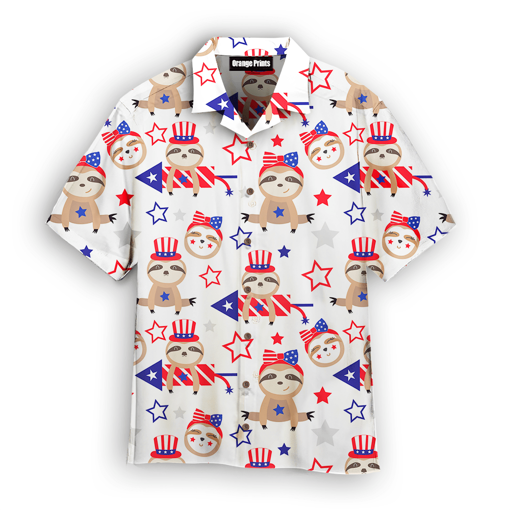 Patriotic Sloth Bears 4th Of July Hawaiian Shirt