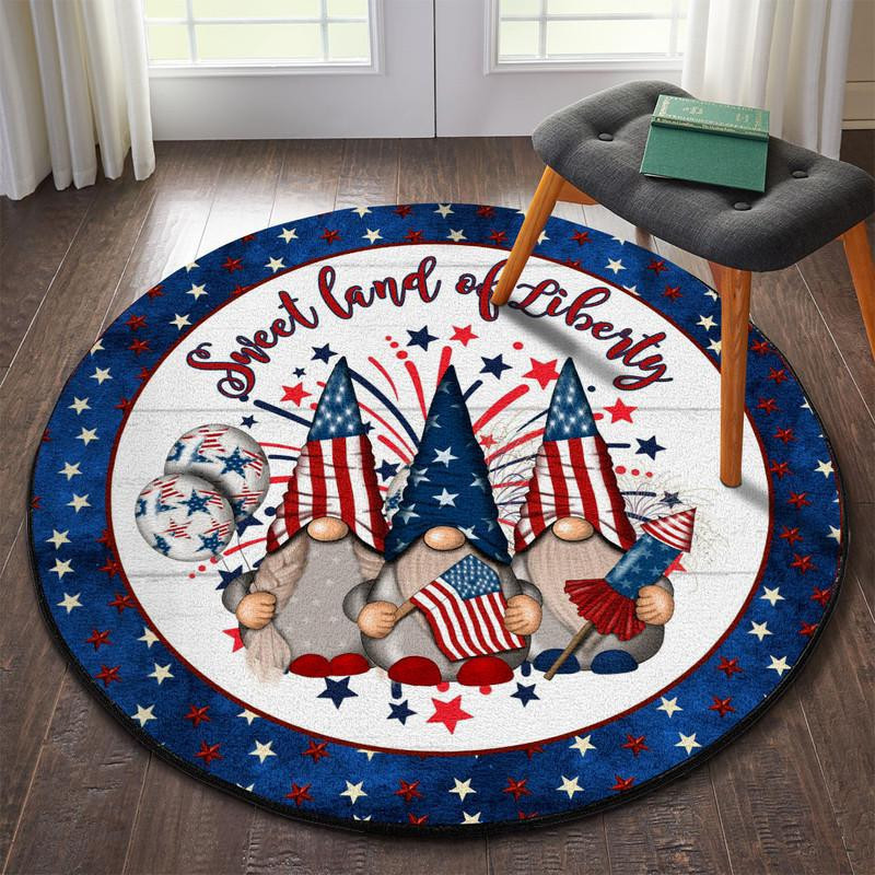 Patriotic Sweet Land Of Libertyg Grome Round Rug Carpet Bedroom Livingroom Home Decor