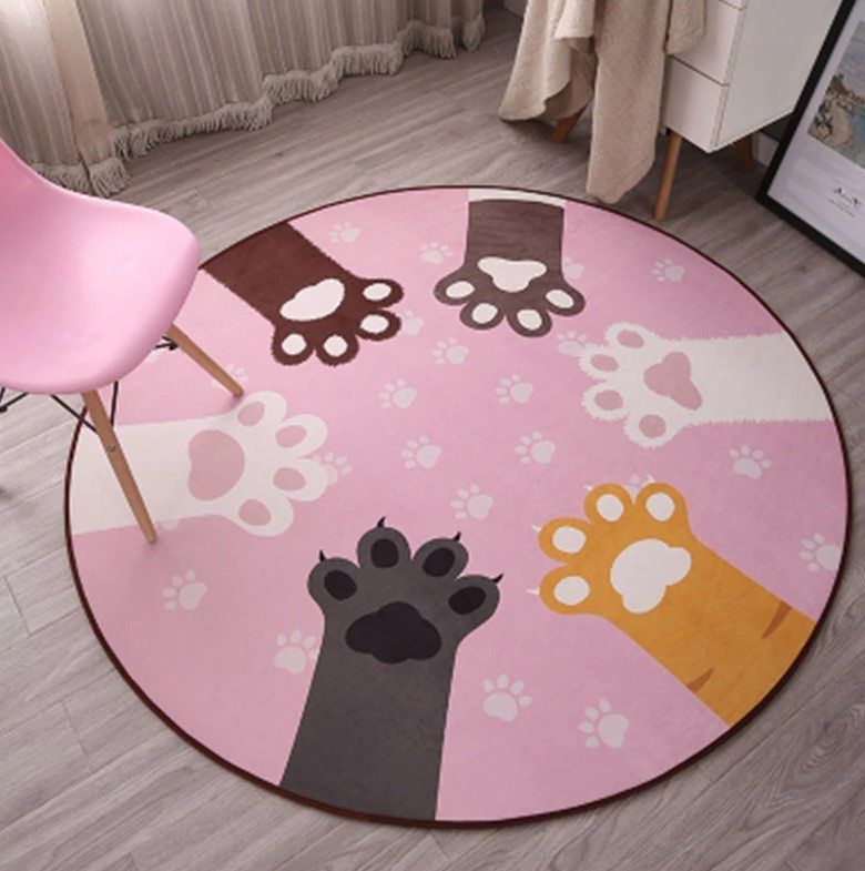 Paw Cat Round Rug Carpet Bedroom Livingroom Home Decor