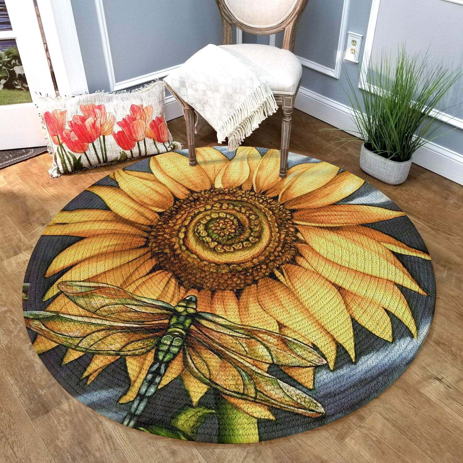 Peace And Love Round Rug Carpet Bedroom Livingroom Home Decor