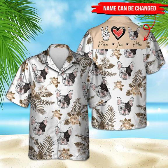 Peace Love French Bulldog Personalized Hawaiian Shirt
