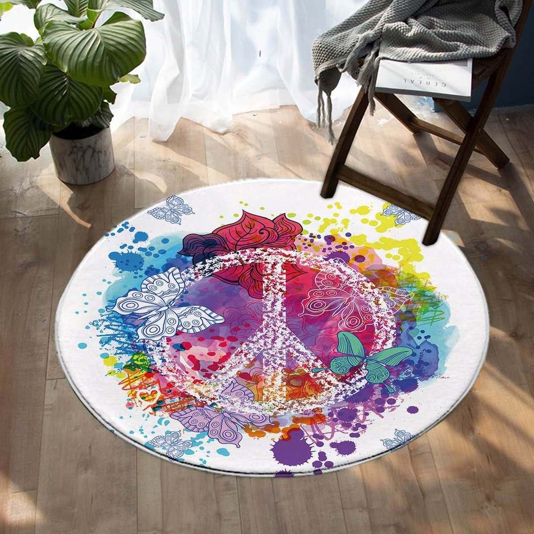 Peace Round Rug Carpet Bedroom Livingroom Home Decor