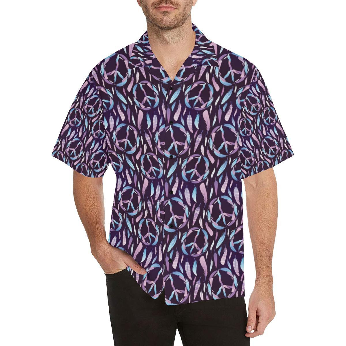 Peace Sign Feather Hawaiian Shirt