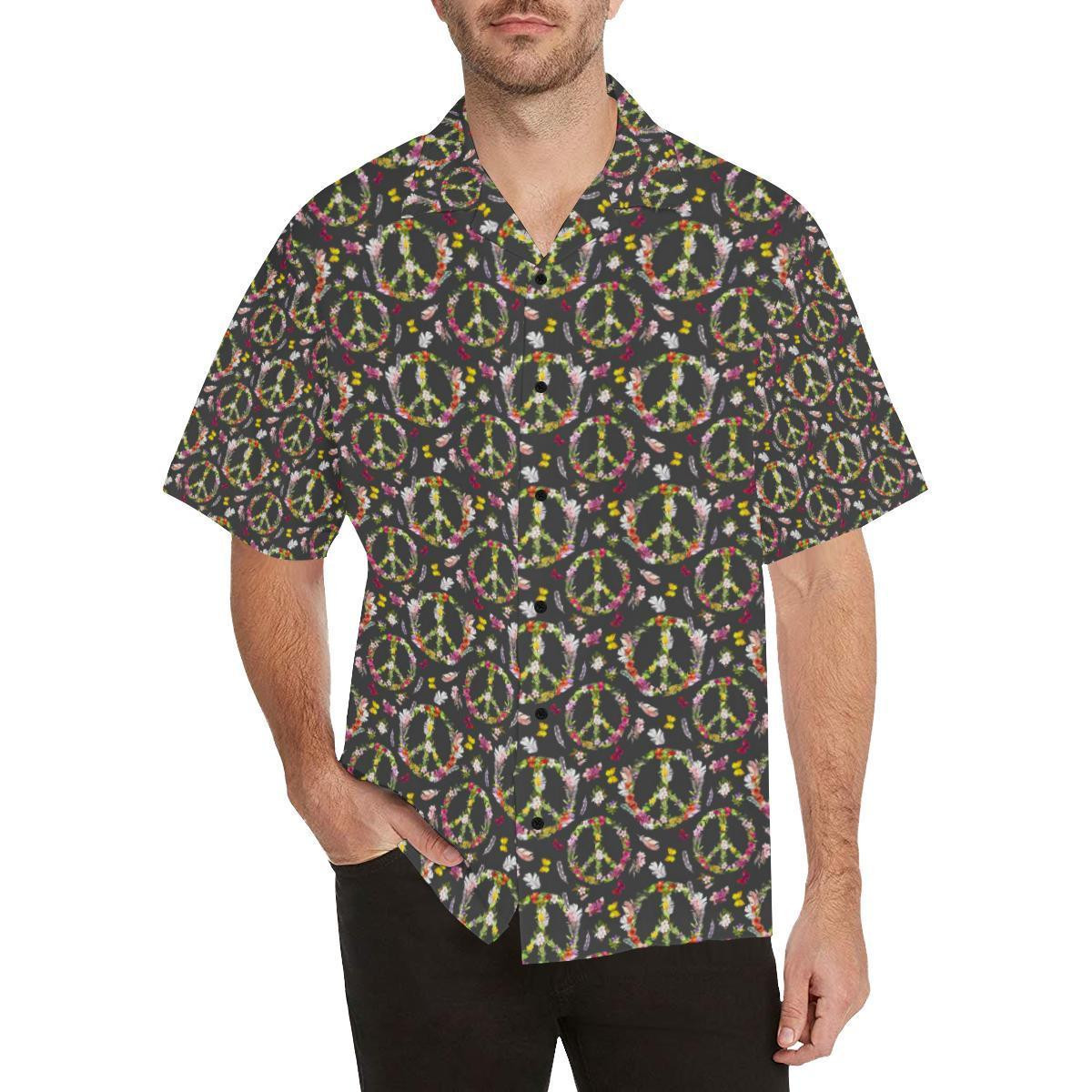 Peace Sign Flowers Hawaiian Shirt