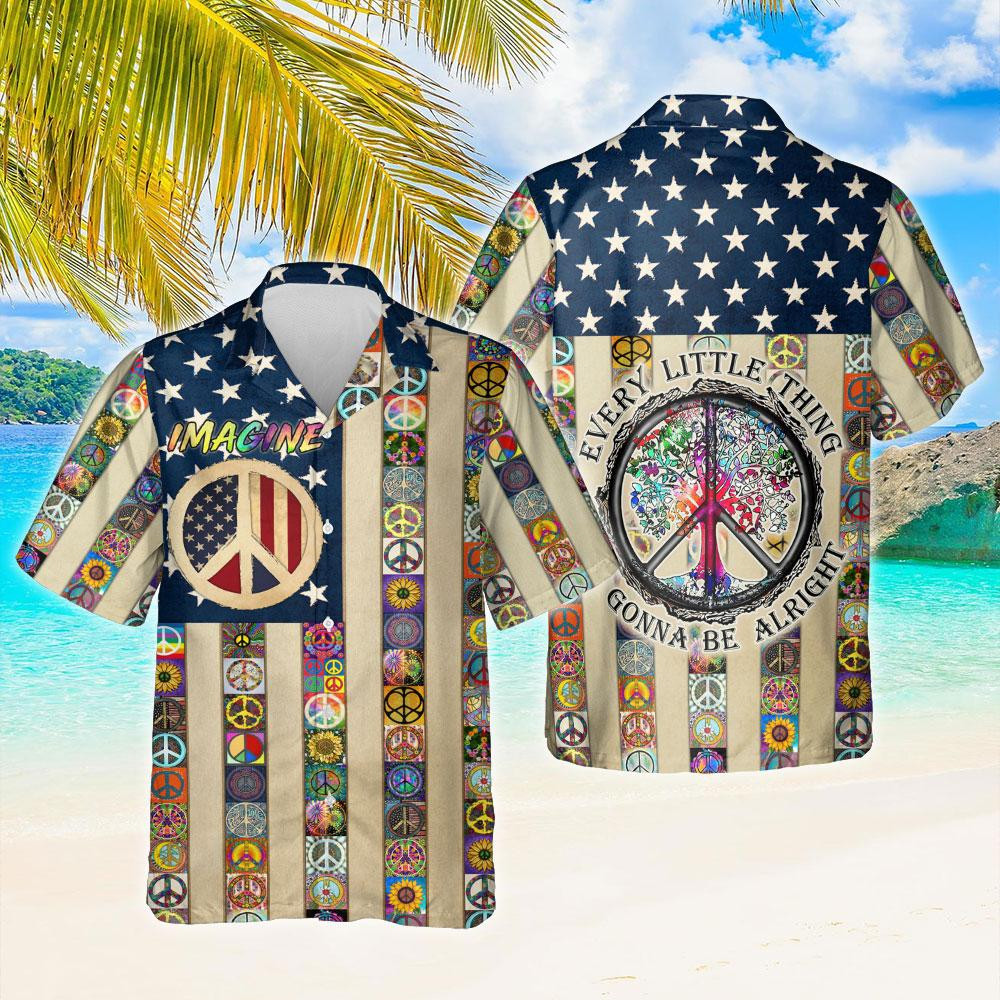Peace Sign Hippie Hawaiian Shirt