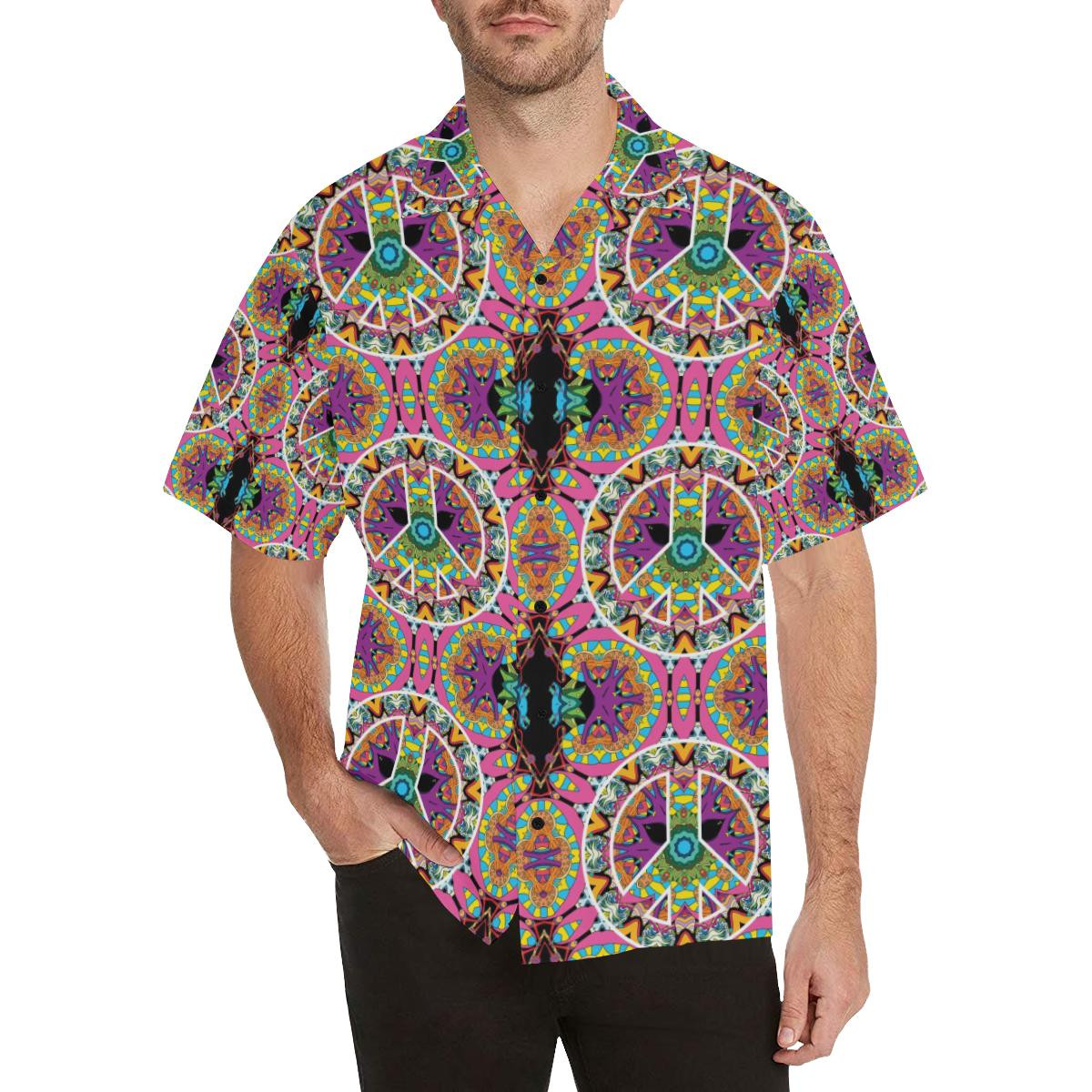 Peace Sign Pattern Hawaiian Shirt