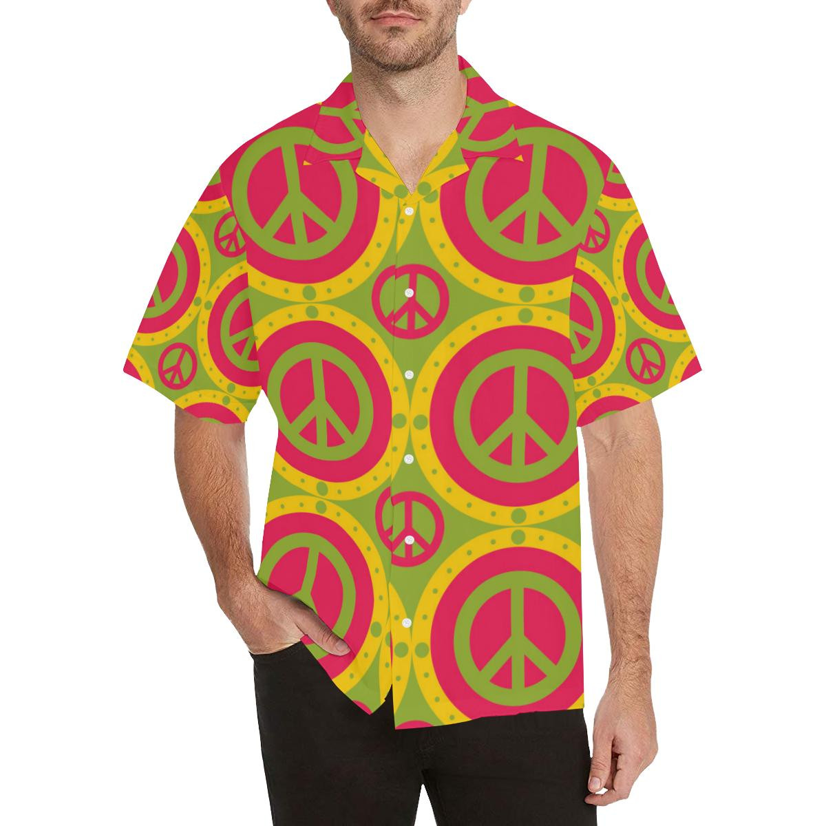 Peace Sign Pattern Hawaiian Shirt
