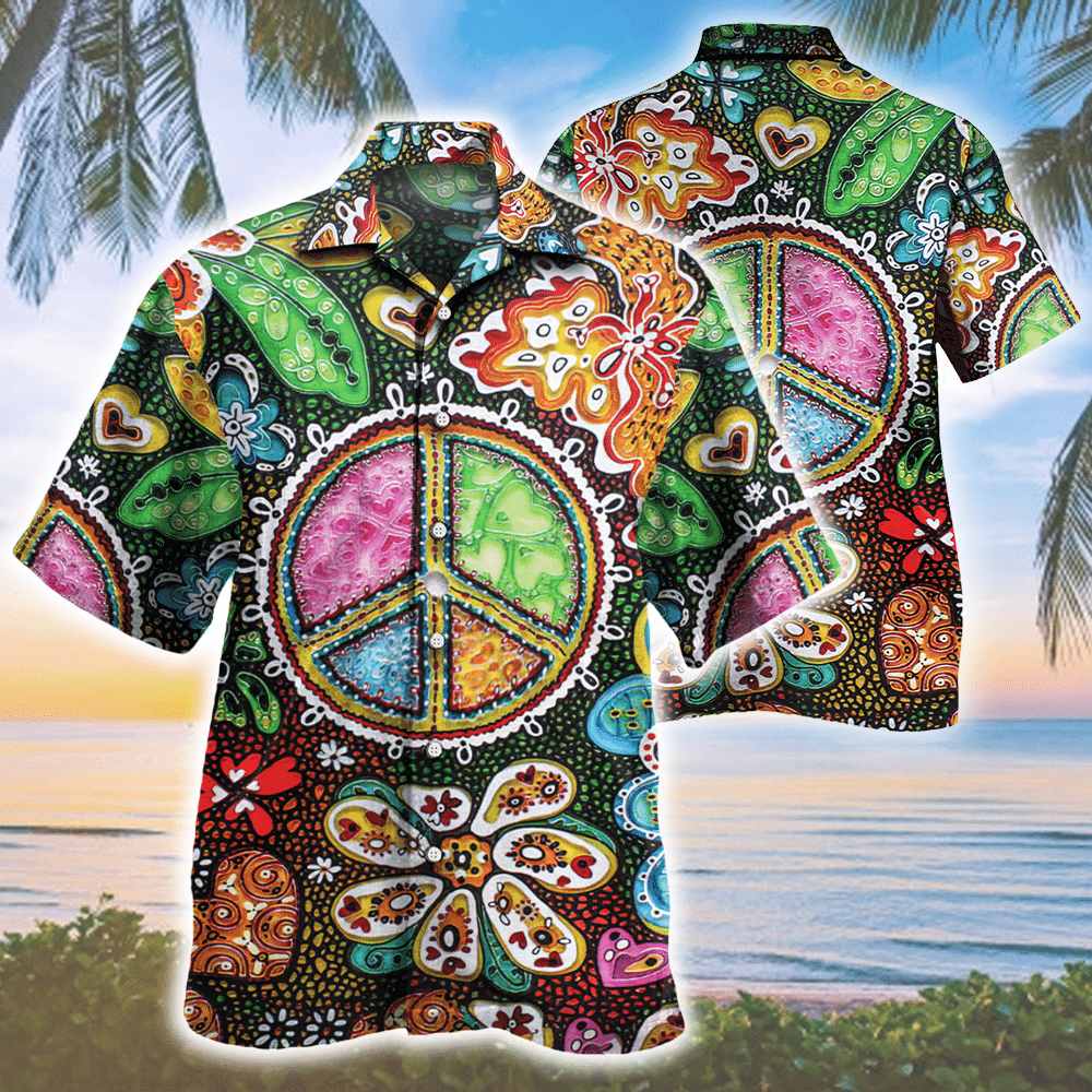 Peace Sign Stitching Hawaiian Shirt