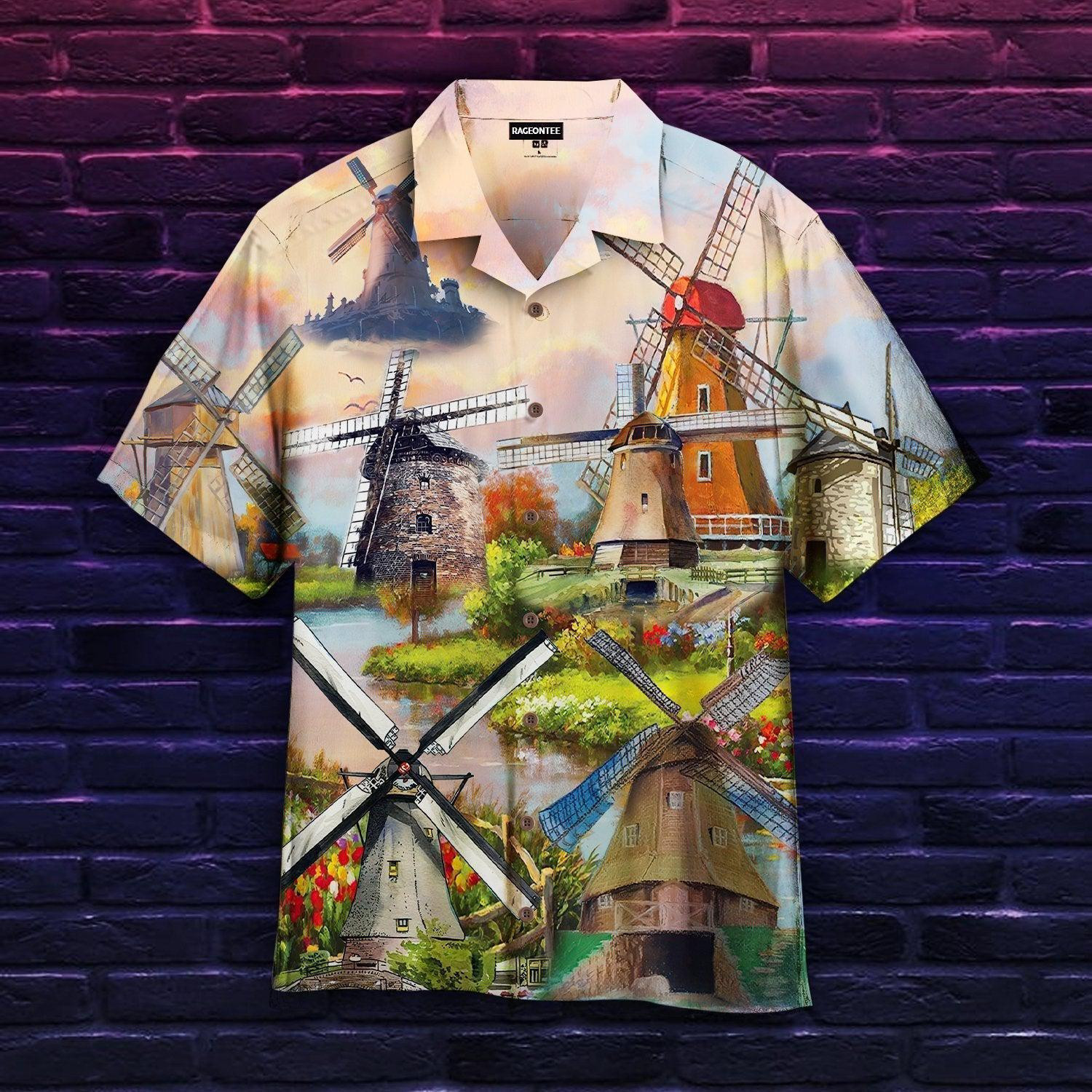 Peaceful Windmill Scenery Hawaiian Shirt