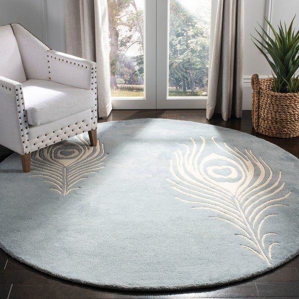 Peacock Feather Round Rug Carpet Bedroom Livingroom Home Decor