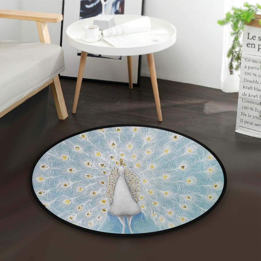 Peacock Round Rug Carpet Bedroom Livingroom Home Decor