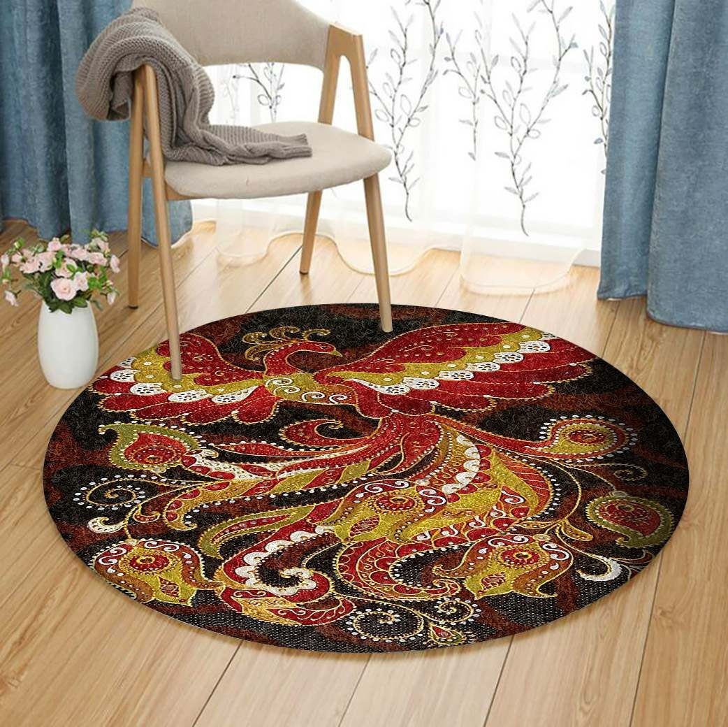 Peacock Round Rug Carpet Bedroom Livingroom Home Decor