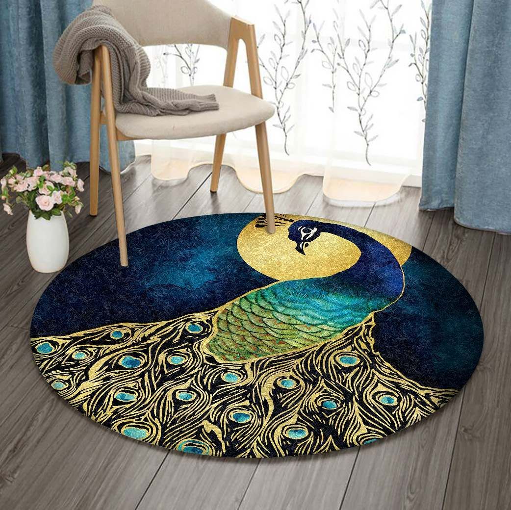Peacock Round Rug Carpet Bedroom Livingroom Home Decor
