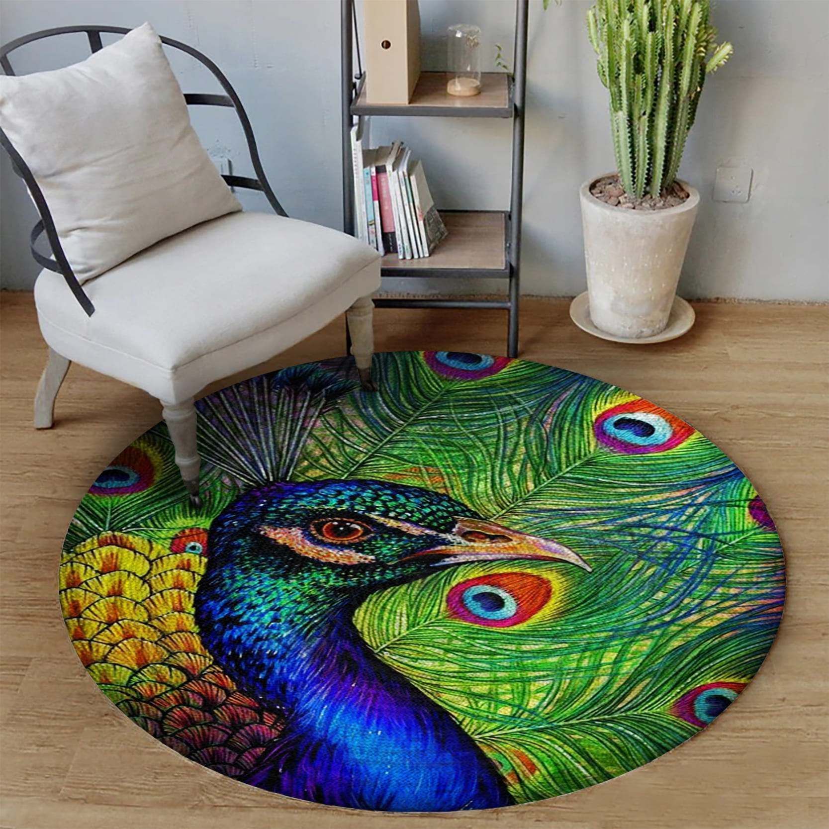 Peacock Round Rug Carpet Bedroom Livingroom Home Decor