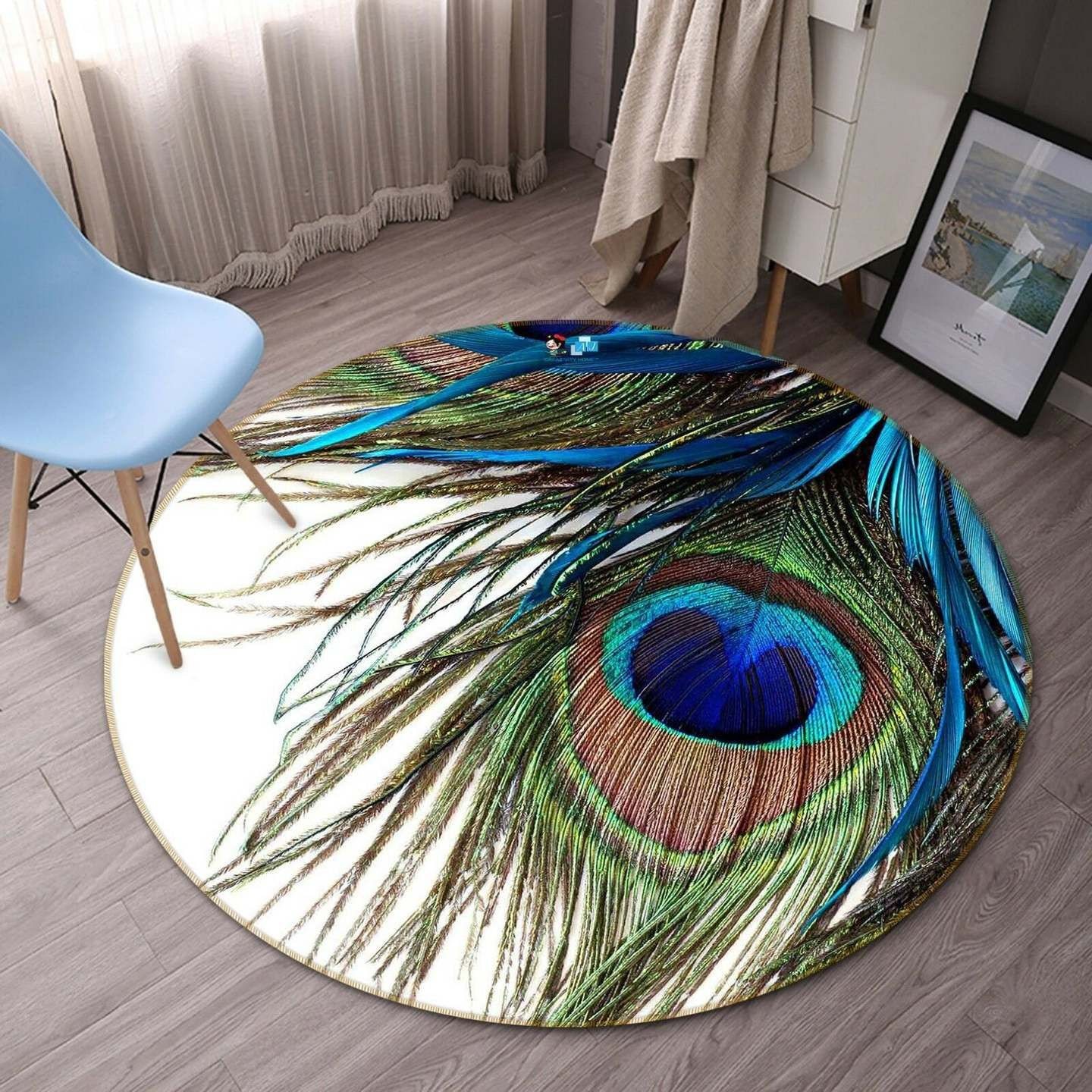 Peacock Round Rug Carpet Bedroom Livingroom Home Decor
