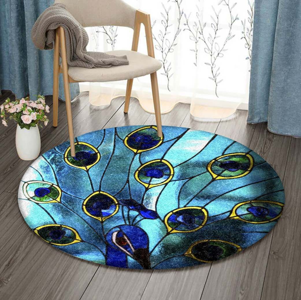 Peacock Round Rug Carpet Bedroom Livingroom Home Decor