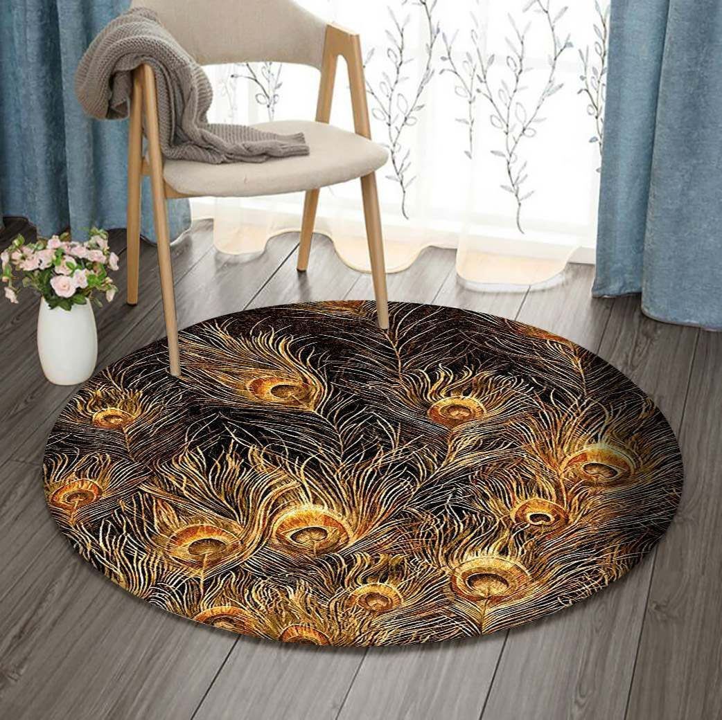 Peacock Round Rug Carpet Bedroom Livingroom Home Decor