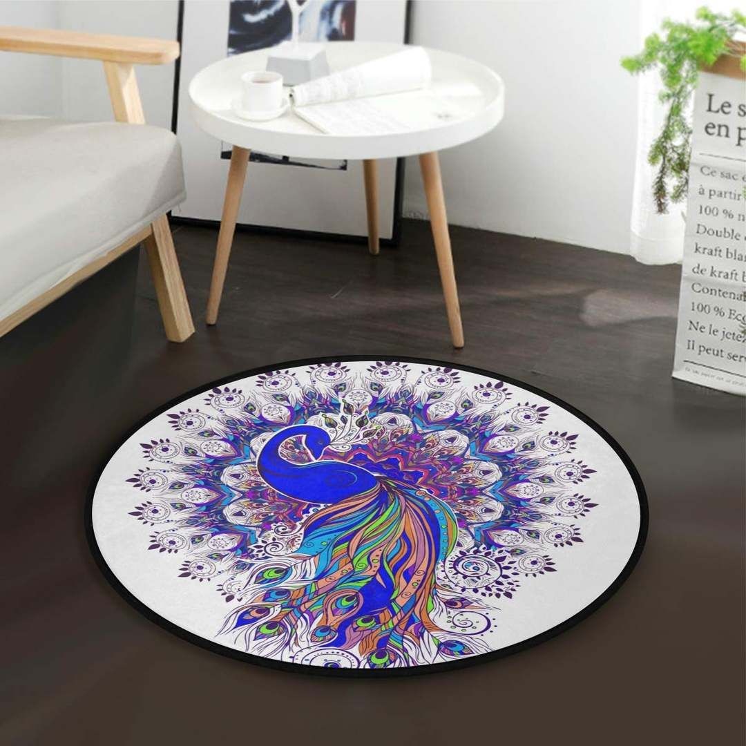 Peacock Round Rug Carpet Bedroom Livingroom Home Decor