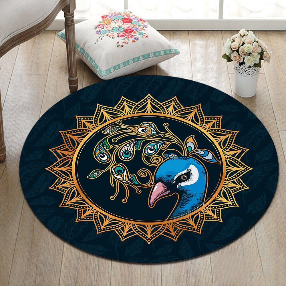 Peacock Round Rug Carpet Bedroom Livingroom Home Decor