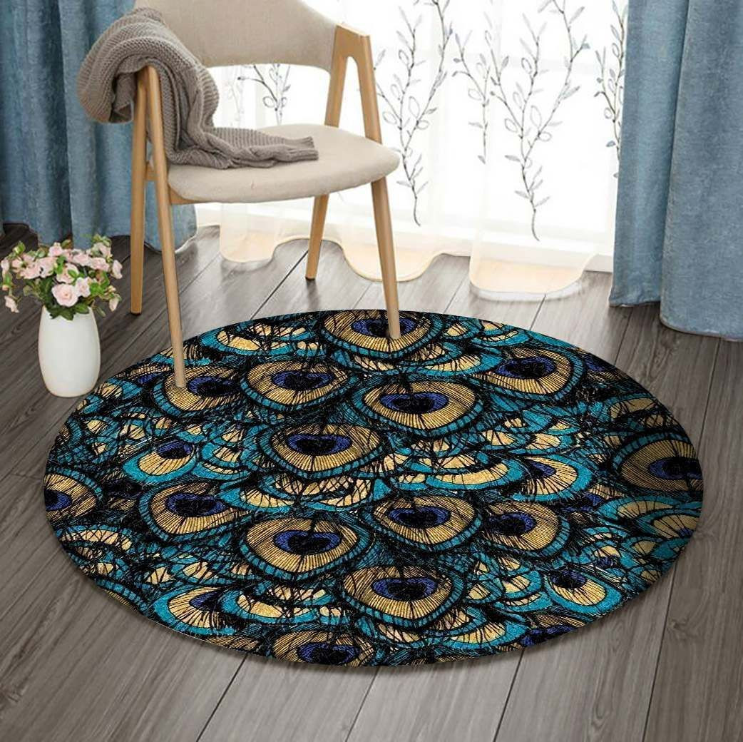 Peacock Round Rug Carpet Bedroom Livingroom Home Decor