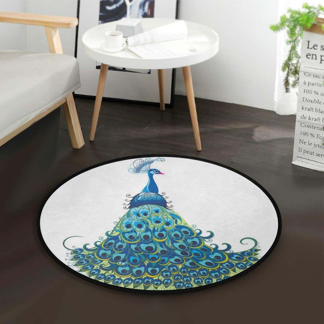 Peacock Round Rug Carpet Bedroom Livingroom Home Decor