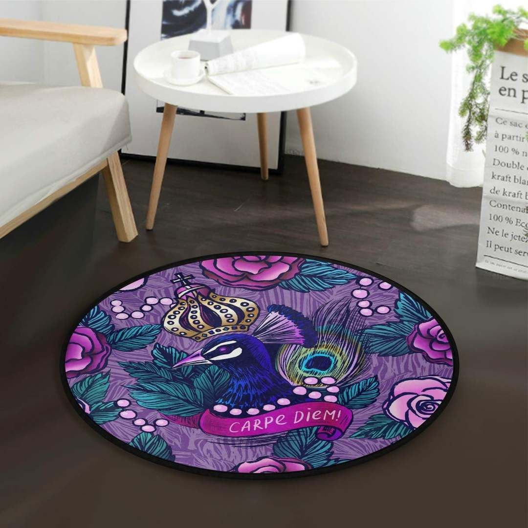 Peacock Round Rug Carpet Bedroom Livingroom Home Decor