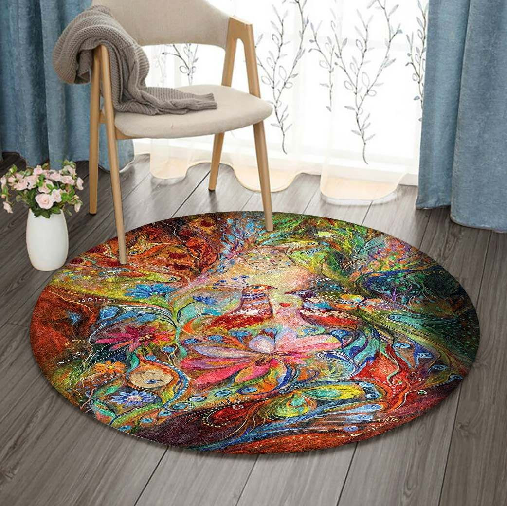 Peacock Round Rug Carpet Bedroom Livingroom Home Decor