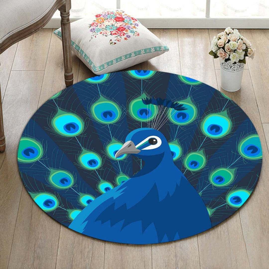 Peacock Round Rug Carpet Bedroom Livingroom Home Decor