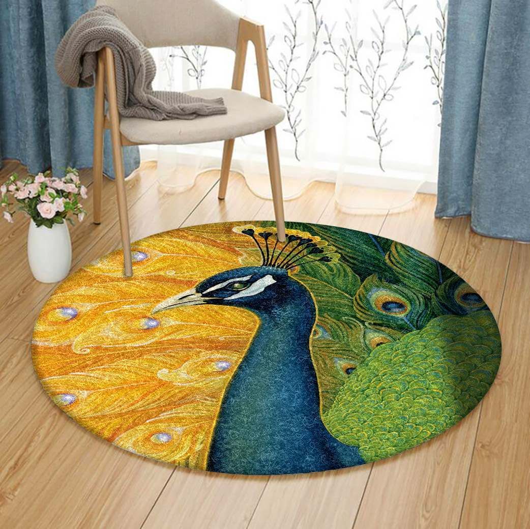 Peacock Round Rug Carpet Bedroom Livingroom Home Decor