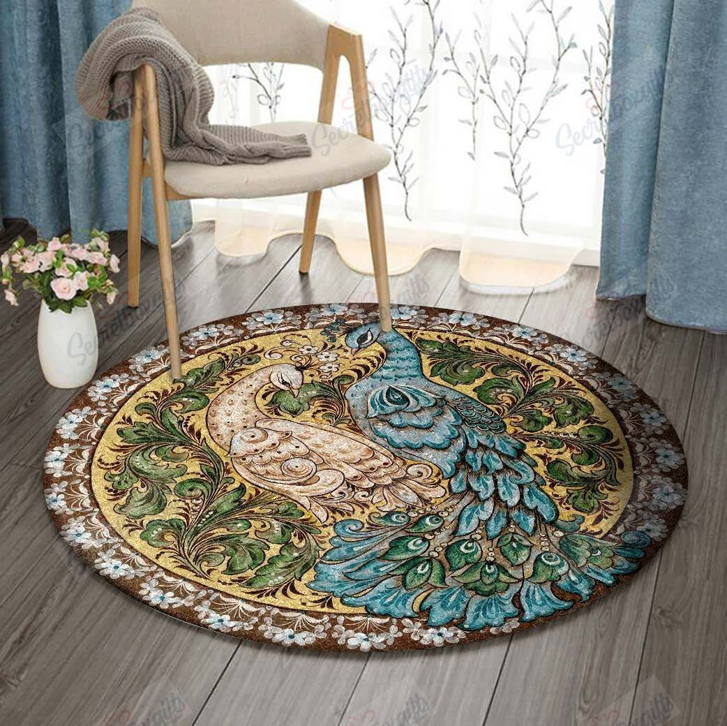 Peacock Round Rug Carpet Bedroom Livingroom Home Decor