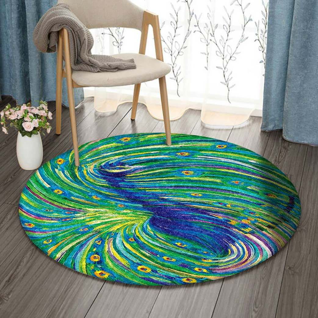 Peacock Round Rug Carpet Bedroom Livingroom Home Decor