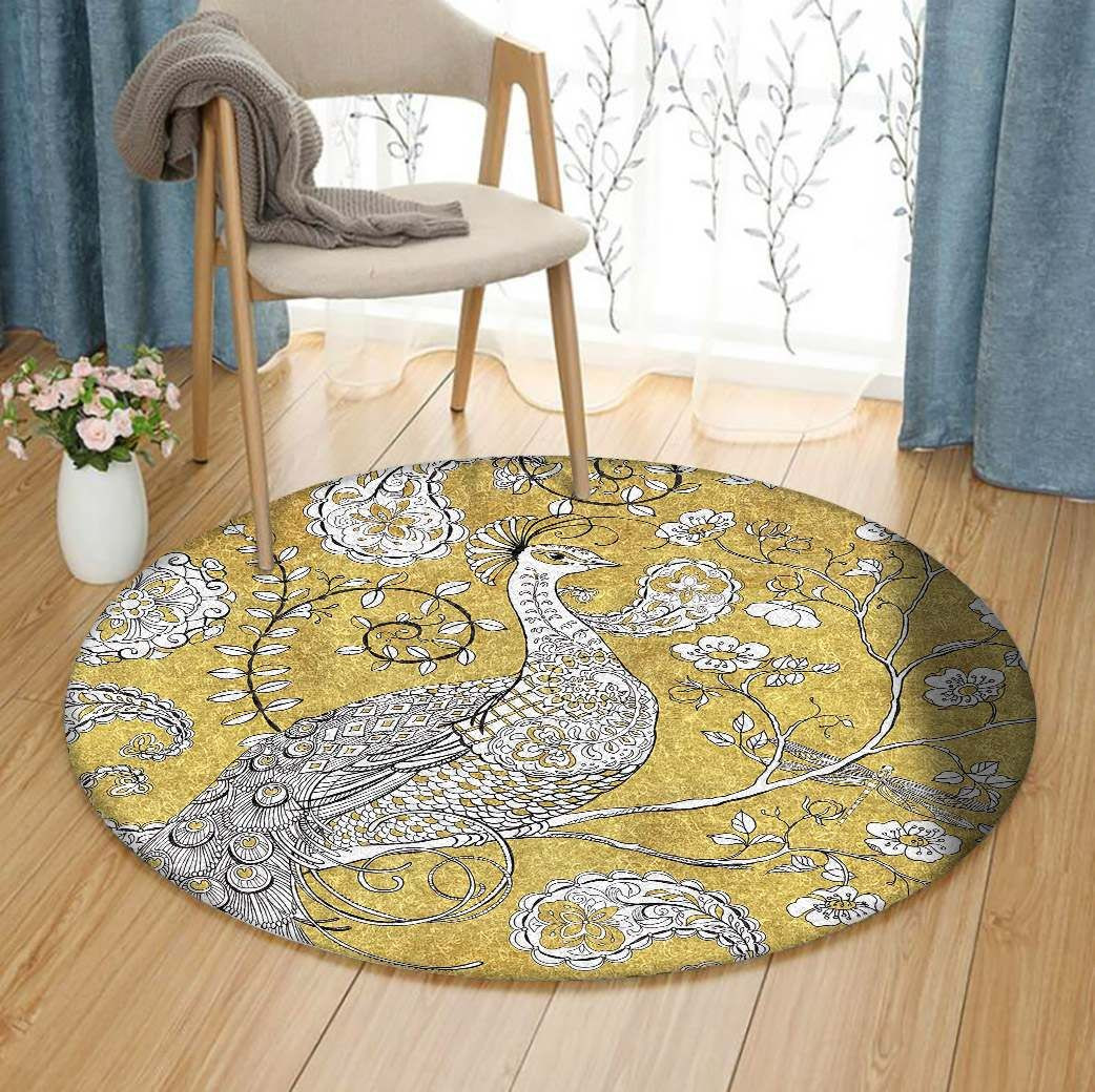 Peacock Round Rug Carpet Bedroom Livingroom Home Decor
