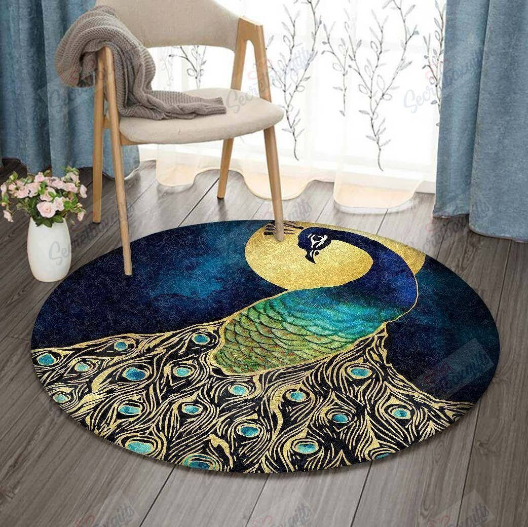 Peacock Round Rug Carpet Bedroom Livingroom Home Decor