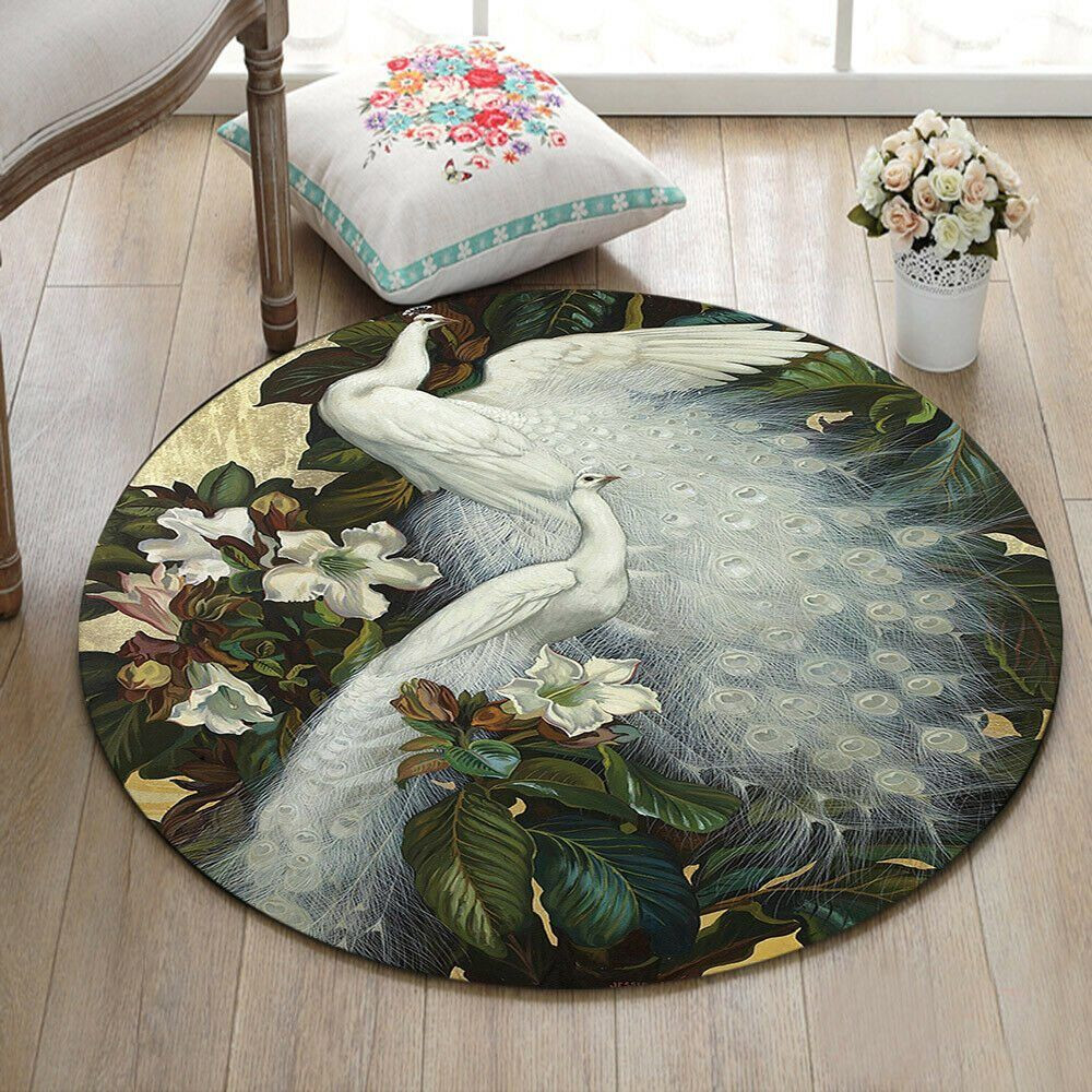 Peacock Round Rug Carpet Bedroom Livingroom Home Decor