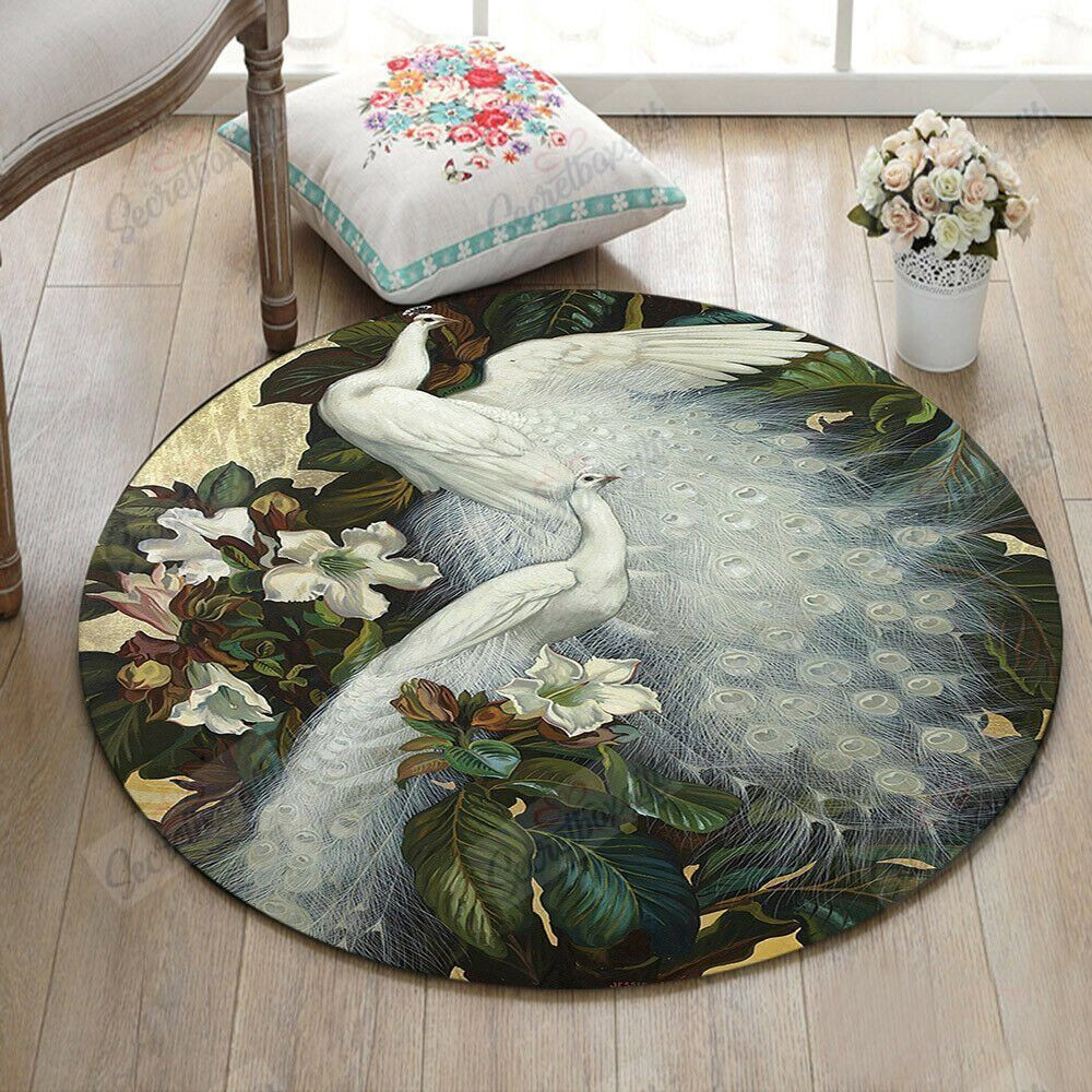 Peacock Round Rug Carpet Bedroom Livingroom Home Decor