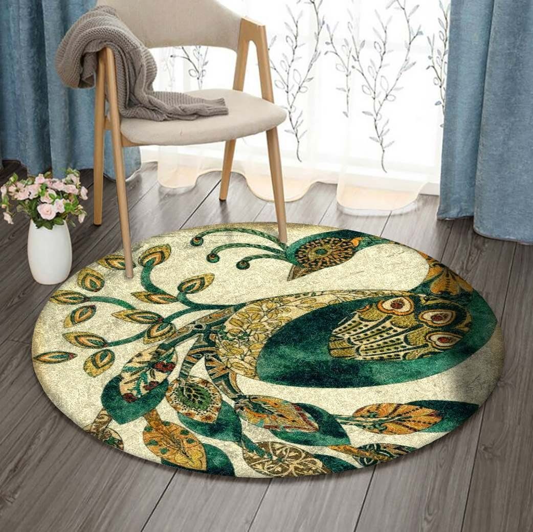 Peacock Round Rug Carpet Bedroom Livingroom Home Decor