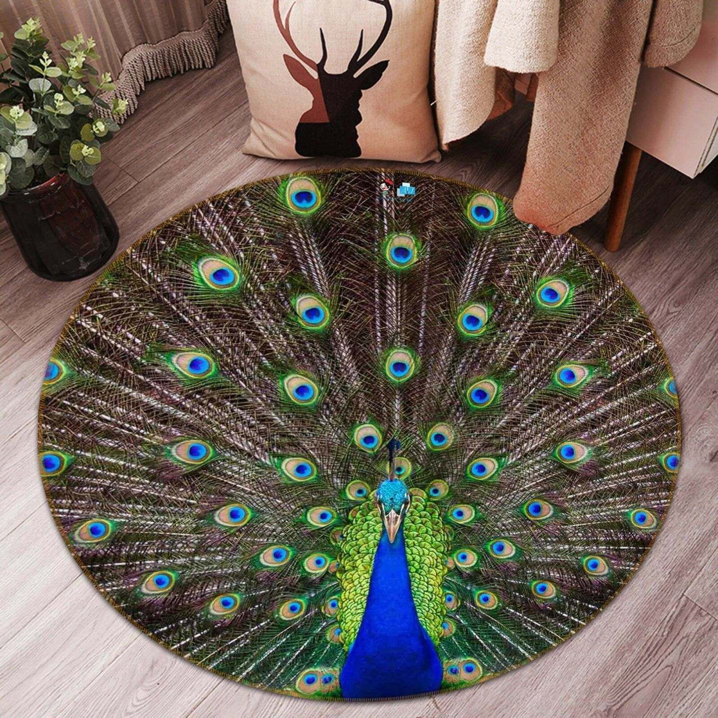 Peacock Round Rug Carpet Bedroom Livingroom Home Decor