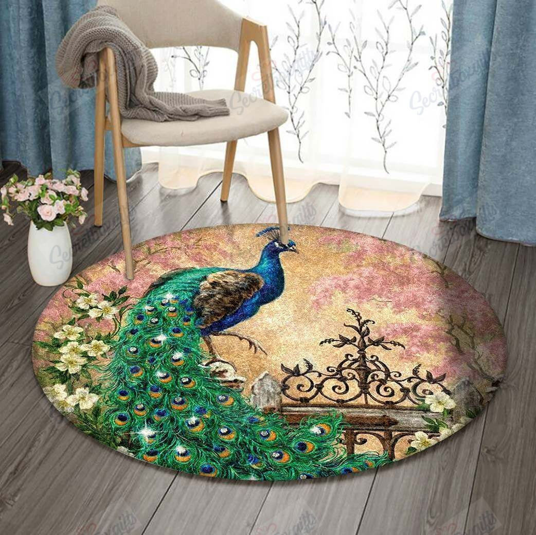 Peacock Round Rug Carpet Bedroom Livingroom Home Decor