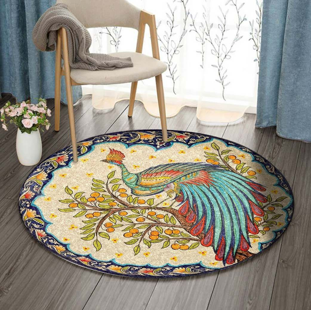 Peacock Round Rug Carpet Bedroom Livingroom Home Decor